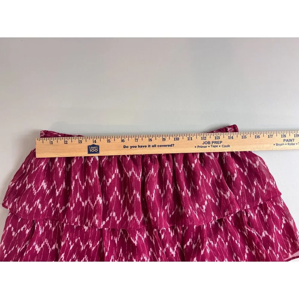 Gap Women's Ruffle Tiered Pull On Mini Skirt Kidney Bean Maroon Print Size M
